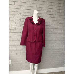 Kasper Women Burgundy 2Piece Career Skirt Suit Size 4P